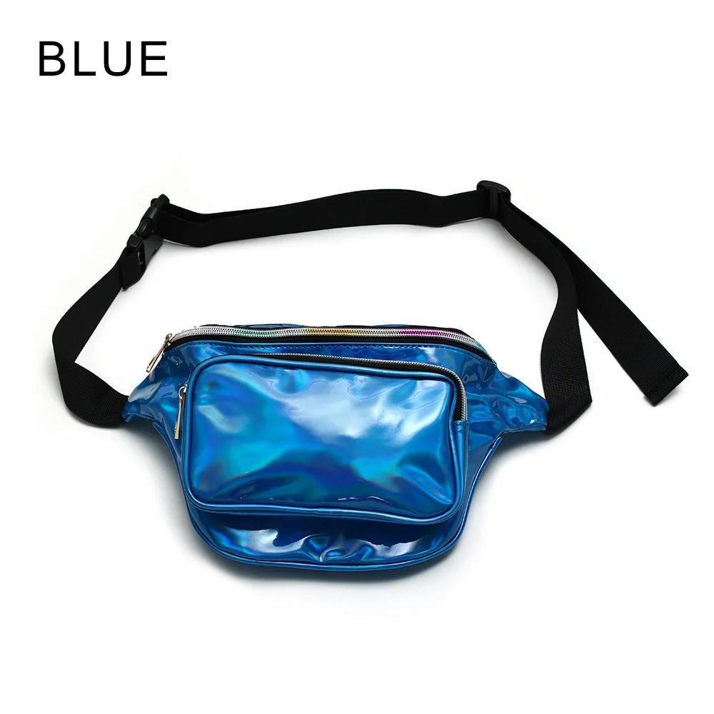 1 шт. Светоотражающая Лазерная полупрозрачная искусственная кожа поясная сумка женская поясная нагрудная сумка многофункциональные портативные поясные сумки - Цвет: Blue