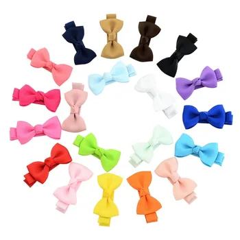 

20PCS/Lot Multicolor bow duckbill Grosgrain Ribbon Hair Clip Children Hair Accessories Baby Solid Hairpin For Girl