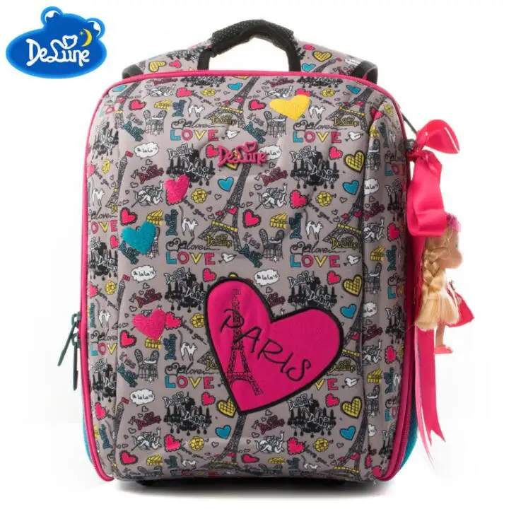 

2018 Delune Orthopedic Backpack Kids Cartoon Waterproof Schoolbag High Quality Children Girls Boys School Bags