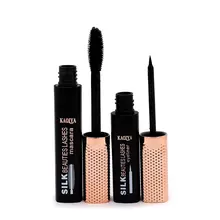 KAQIYA 2 в 1 Очаровательная Водонепроницаемая долговечная быстросохнущая черная жидкая подводка для глаз+ Объем Экспресс-завивка ресниц набор палочек для глаз