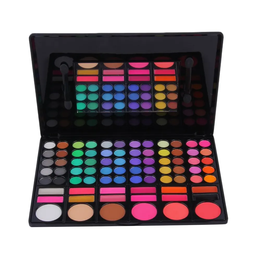 10Pcs Professional 78 Color Eye Shadow Cheek Blusher Lip Gloss Makeup Palette