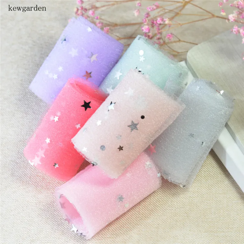 Kewgarden 6CM 2.5&quot Sequin Stars Seersucker Voile Ribbon DIY Hair Bowknot Accessories Handmade Tape Satin 20 Meters | Дом и сад