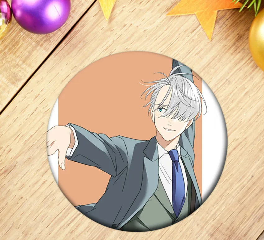 Аниме Yuri on Ice Victor значок косплея Katsuki Plisetsky искусственные сумки Значки для