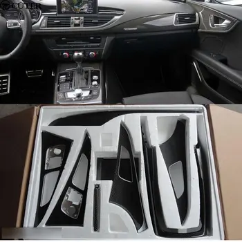 شراءA6 C7 ألياف الكربون الداخلية الباب غطاء مقبض لوحة غطاء مرآة مصمم للسيارة أودي A6 C7 12-16