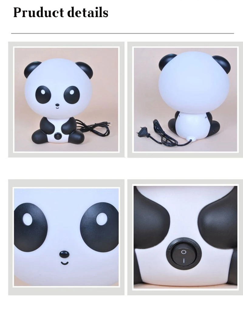 Creative Panda Night Lamp Warm Plug Nightlight Valentine's Day Gift Bedroom Bedside Lamp Baby Cartoon Pet LED Light for Children (5)