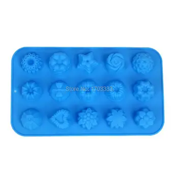 

50pcs/lot 15 various types of flowers and heart shaped silicone chocolate mold Jello pudding mold cake mould Free shipping