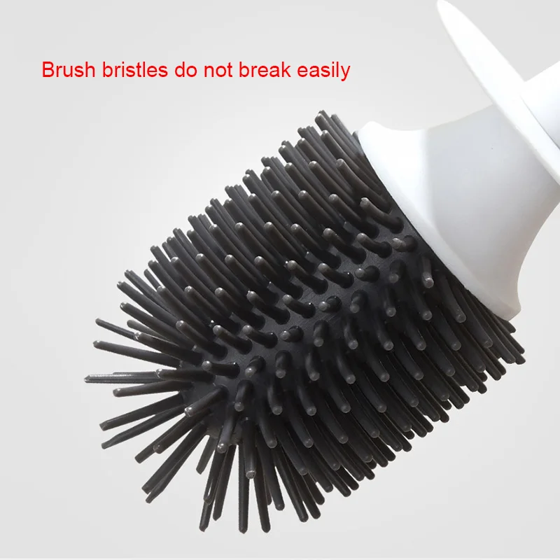 

Home Set Bathroom Silicone Cleaning Brush Long Straight Handle Wall Mounted With Base Hot Sale