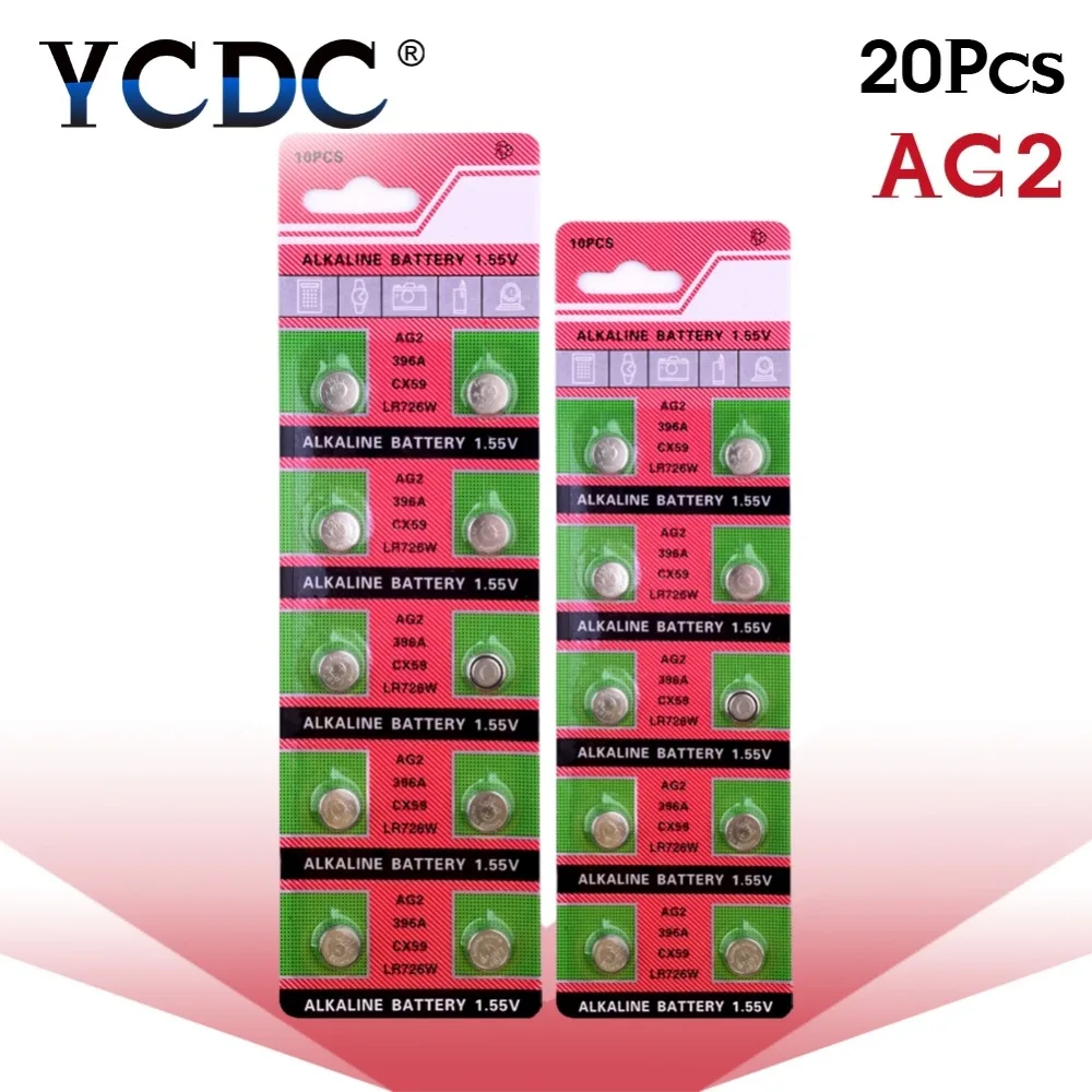 YCDC поле Хит продаж 20 штук AG2 LR726 396A 607 S30 556 кнопки сотового монет щелочных Батарея 1,55 В часы EE6203