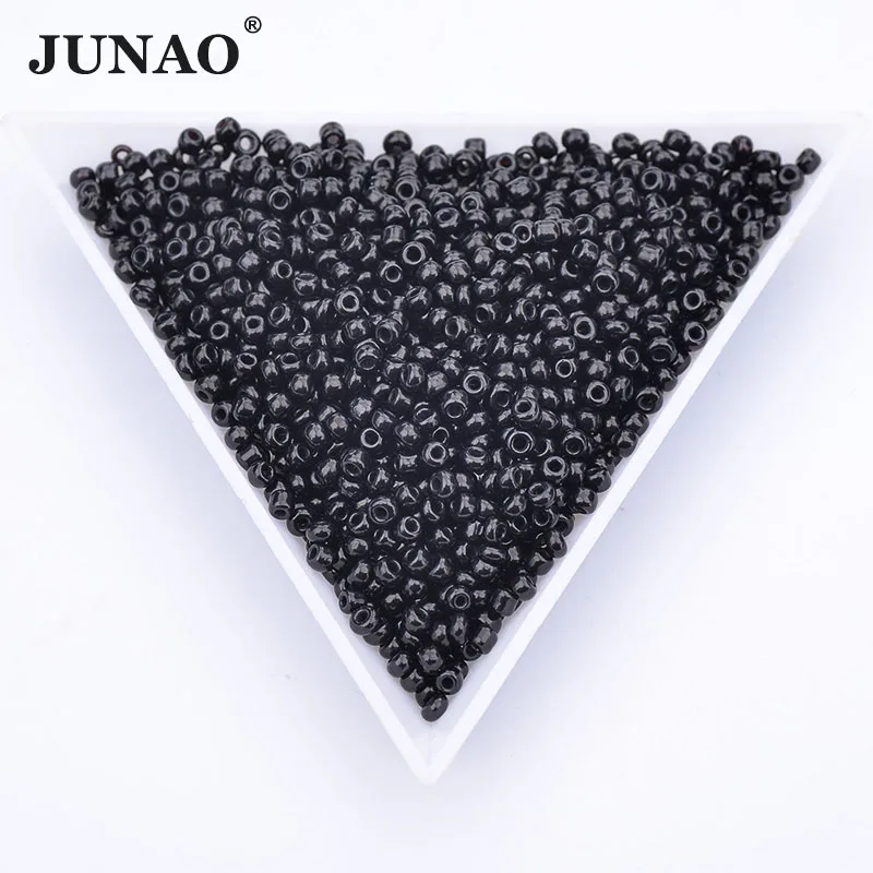 

JUNAO 2mm Black Color Jewelry Beads Small Glass Rhinestones Beads Sewing Seedbeads Bracelet Spacer Beads for Beading Handmade