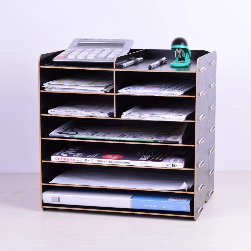 Office supplies multi file storage rack 4 wooden file desk