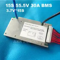 Free Shipping 15S 55.5V 30A BMS 30A continuous current 1500W BMS used for lithium ion battery pack With the function balance