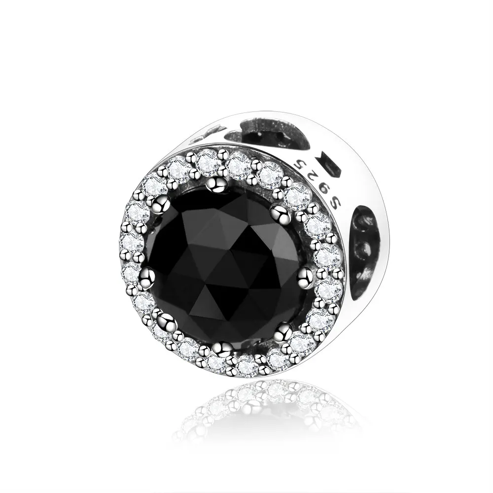 

2018 Winter Collection 925 Sterling Silver Black Clear CZ Charms Beads Fit Original Pandora Charm Bracelet DIY Jewelry Making