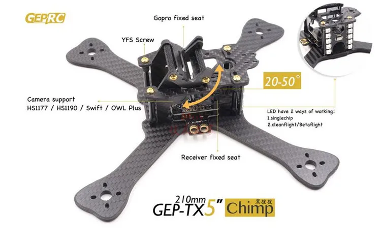 

GEPRC GEP-TX5 chimp FPV Carbon Fiber Frame quadcopter cross racing free shipping