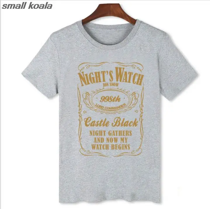 Juego de Tronos Camiseta para hombre reloj de noche Jon nieve TV Show Tops Camisetas Homme Camisetas de verano camiseta para hombre XS-XXL