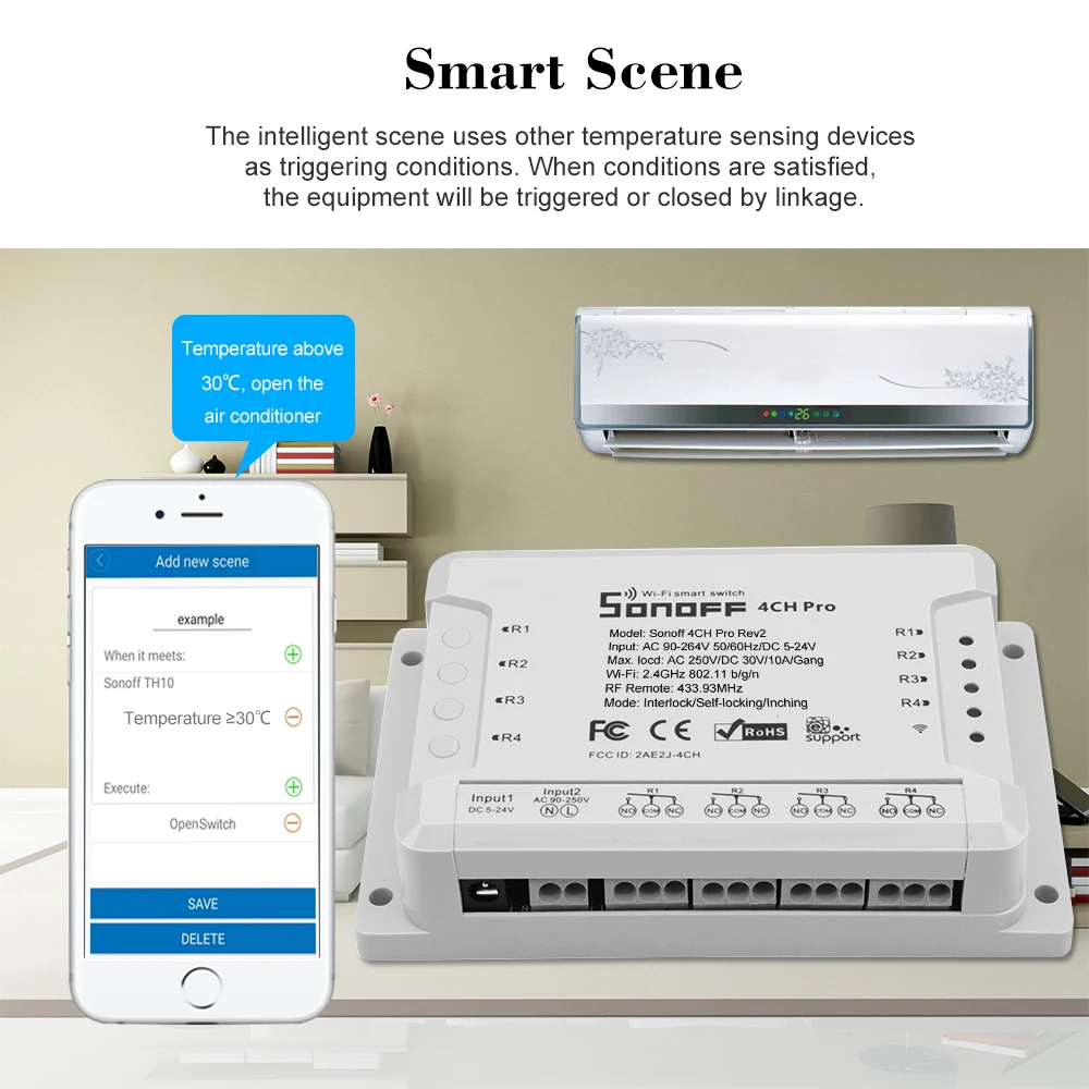 SONOFF 4CH Pro ITEAD RF 433 МГц 4 банды WiFI переключатель 3 режима работы