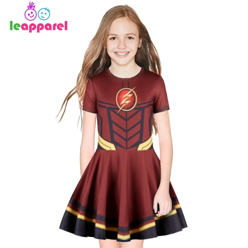 

2019 Girls Clothes Cosplay The Flash Super Hero Dress Girl Uniform Kids Dresses Kids Princess Dress Children Halloween Vestidos