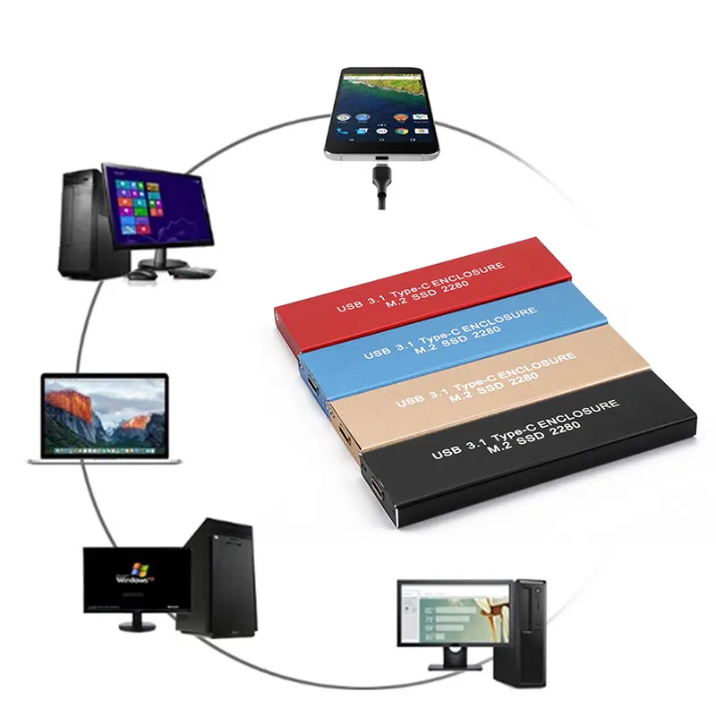 

120GB/240G Type-C To M.2 HDD Alloy Mobile Hard Drive External Hard Drives For Desktop and Laptop Super Speed Memory