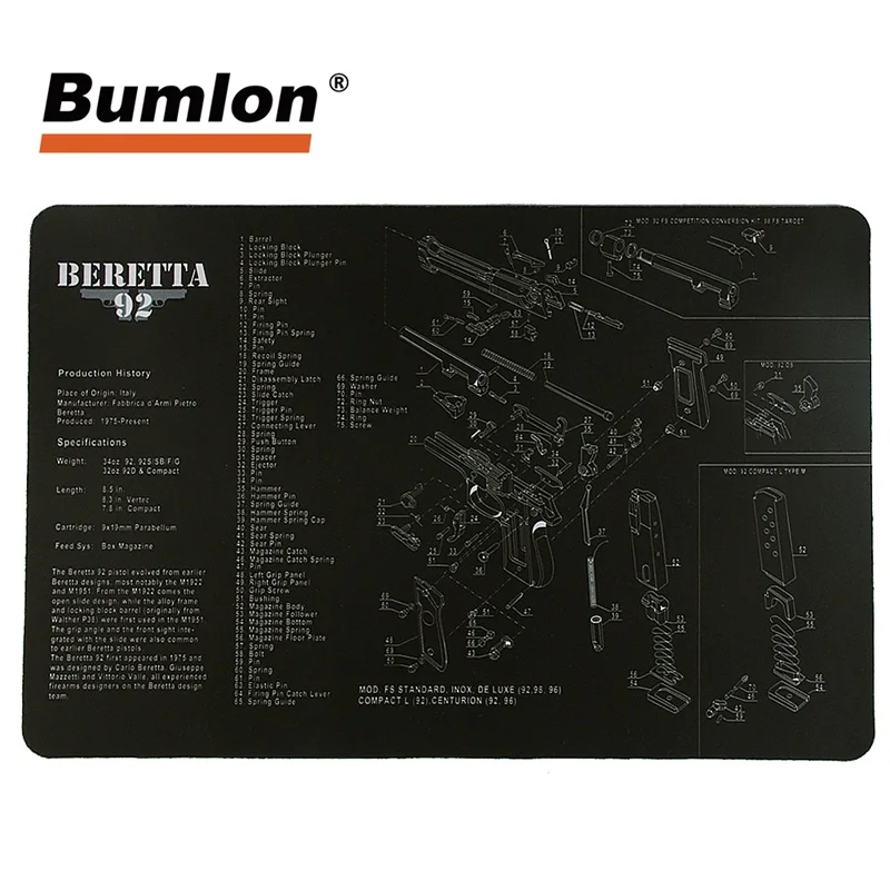 

Gun Cleaning Bench Mat Waterproof Rubber Carpet Non-Slip with Instructions Bench Mat Fits for Hunting RL37-0088