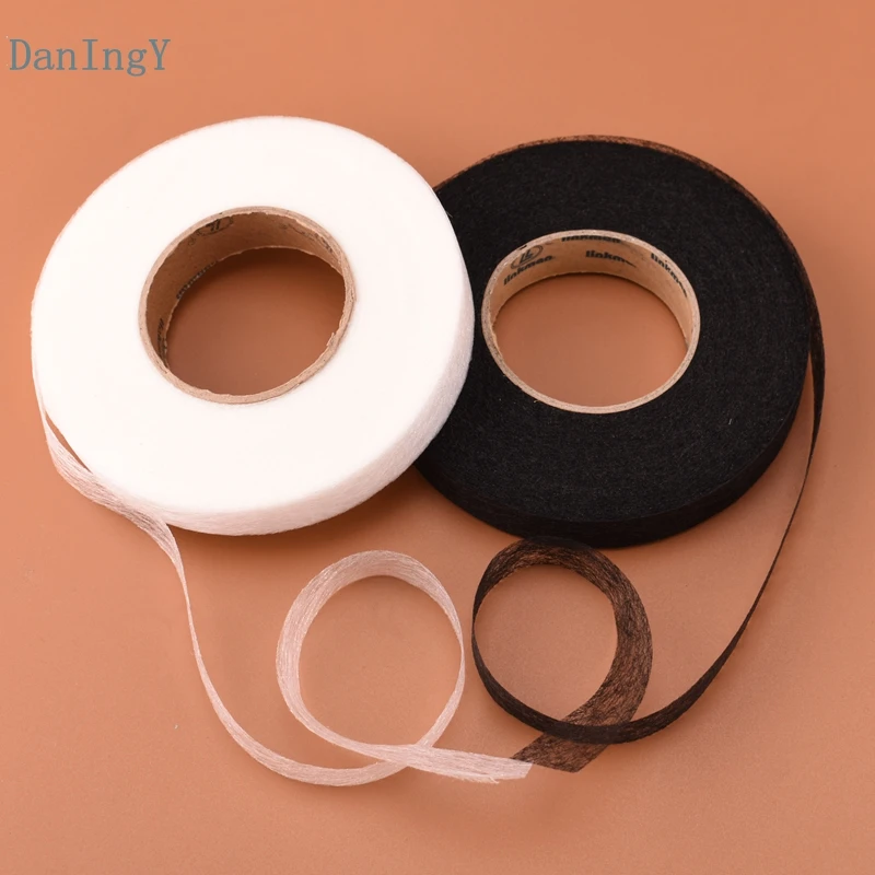 

DwaIngY Black&White 70 yards/disk Double Faced Adhesive lining Fabric for DIY Accessories Cloth Interlining fabric From 1cm- 3cm
