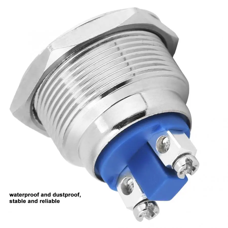 

Switch Interruptor 20pcs 22mm Metal Waterproof Momentary Push Button Switch Auto Reset Flat Head 2-Pin Wireless Switch