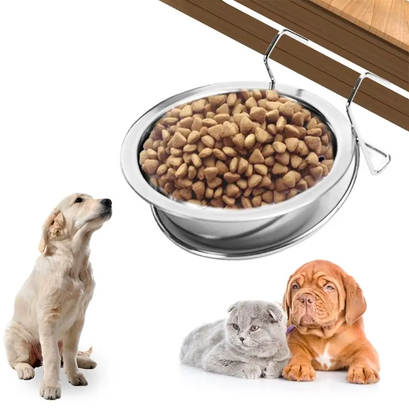 Подвесная миска для домашних животных из нержавеющей стали для кормления собак щенков кошек Птиц Еда для попугая вода чашка для клетки держатель корма продукты