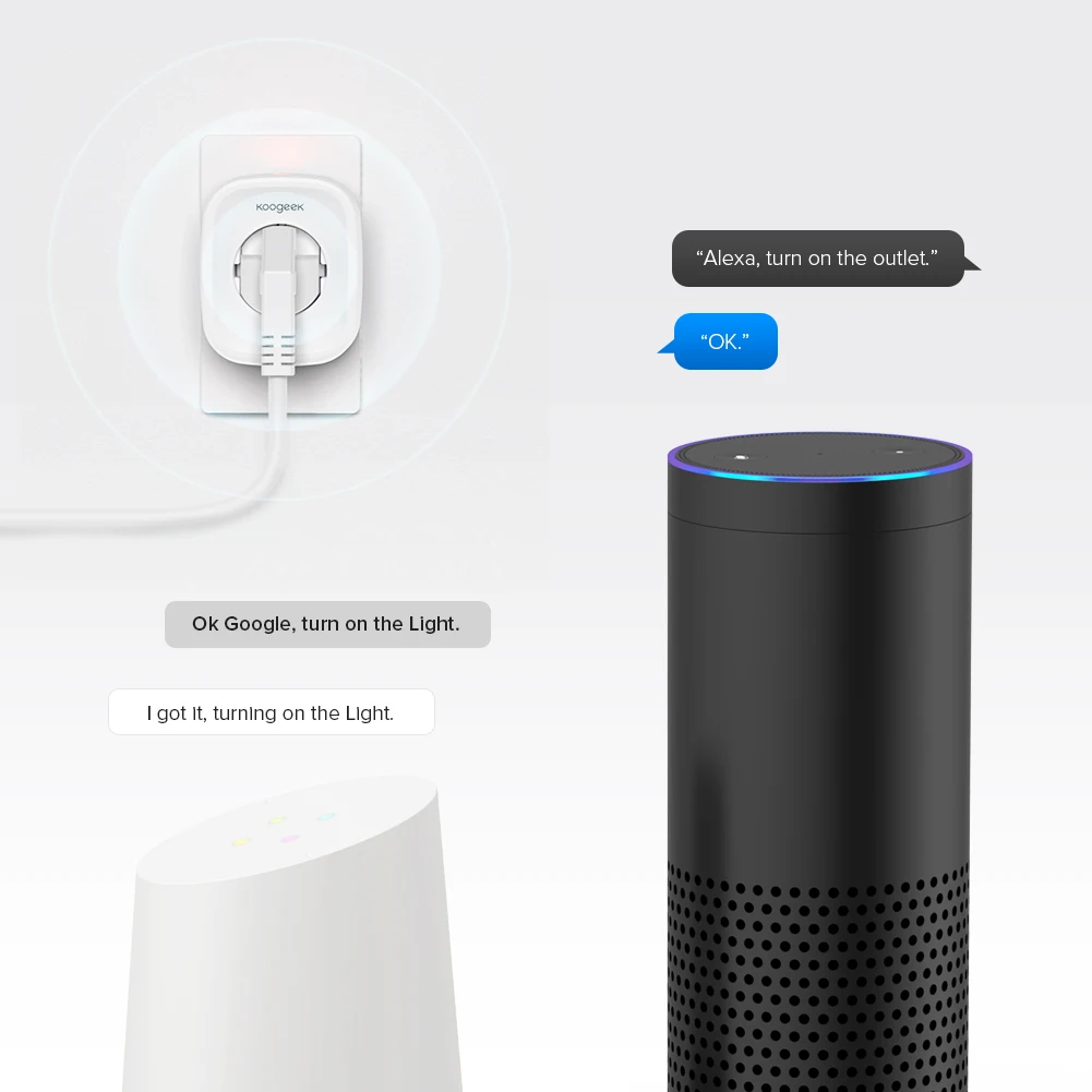 Koogeek Mini Wifi Smart Socket EU Power Plug 220V Works with Amazon Alexa Google Home Mobile APP Remote Control Energy Monitor