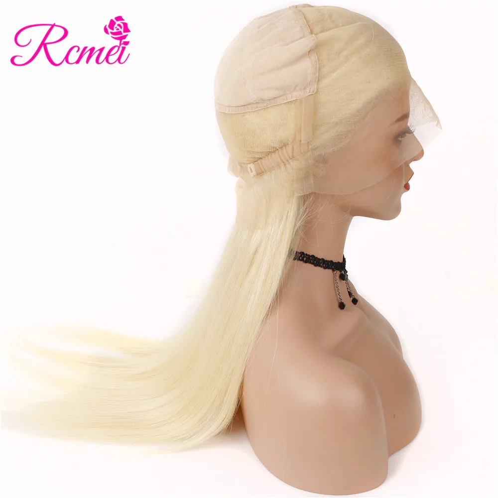 Rcmei блонд парик бразильский 613 блонд полный парик шнурка прямые волосы 130% полный шнурок человеческие волосы парики с детскими волосами натуральный волос