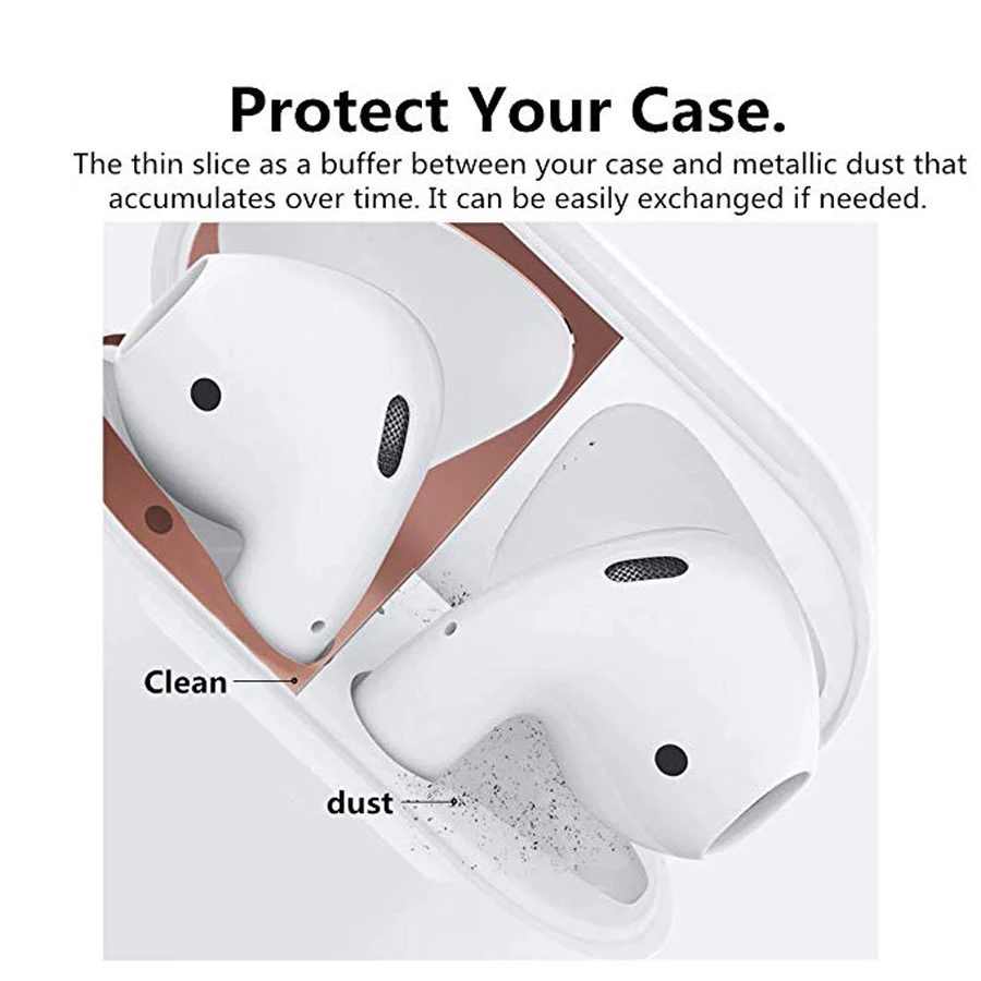 Металлическая Пылезащитная наклейка для Apple AirPods ультратонкая Защитная Наклейка