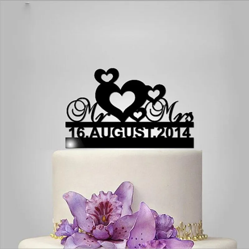 

2017 Real Rushed Personalized Acrylic Mr &Mrs Heart Wedding Cake Topper/wedding Stand/wedding Decoration /Custom Topper