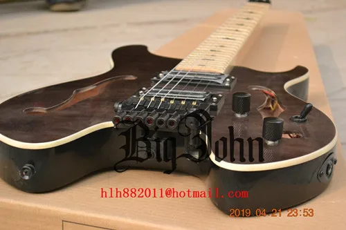 Новая безголовая электрогитара, клен гриф корпус из красного дерева,, Fretted f hole guitar 174 - Цвет: gray