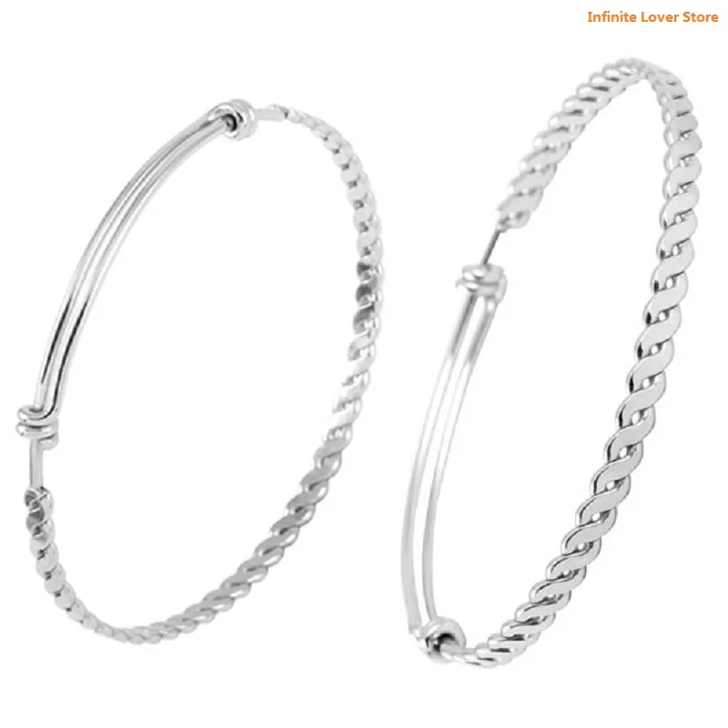 KLH0273 100Pieces Wire Blank Bracelet Stainless Steel Expandable Charm Bangle Bracelet for DIY