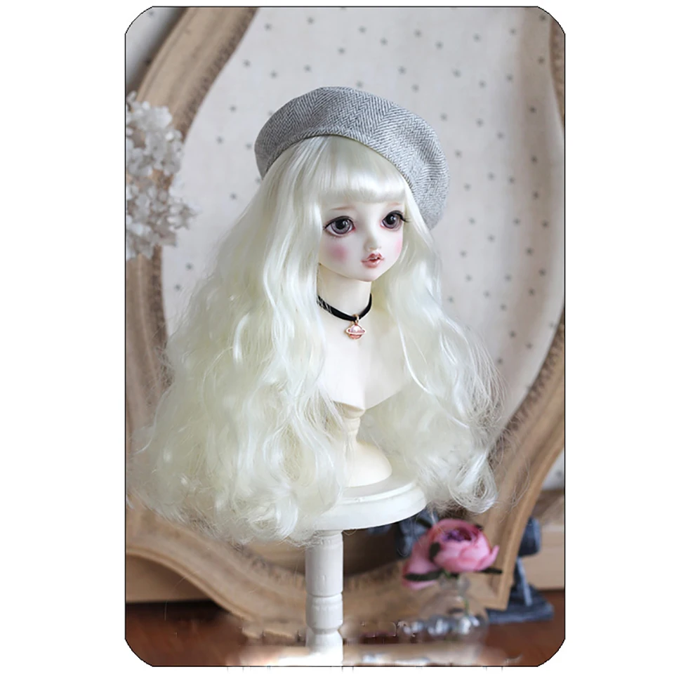 Bybrana 1/3 1/4 SD BJD парик черный коричневый серебряный длинные вьющиеся волосы с челкой для кукол