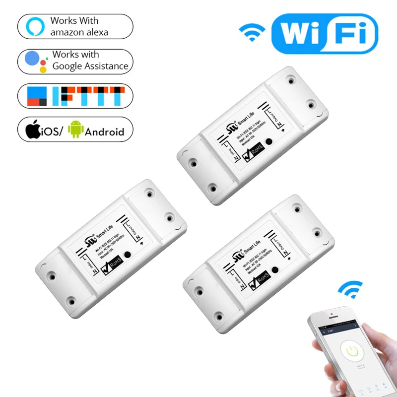 DIY WiFi Smart выключатель света универсальный выключатель таймер Беспроводной удаленного Управление работает с Alexa Google домой умный дом