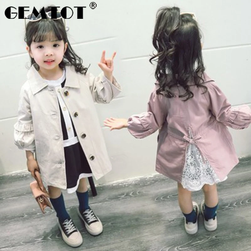 GEMTOT/Детская куртка весна осень 2019 новая детская Длинная ветровка с пышными