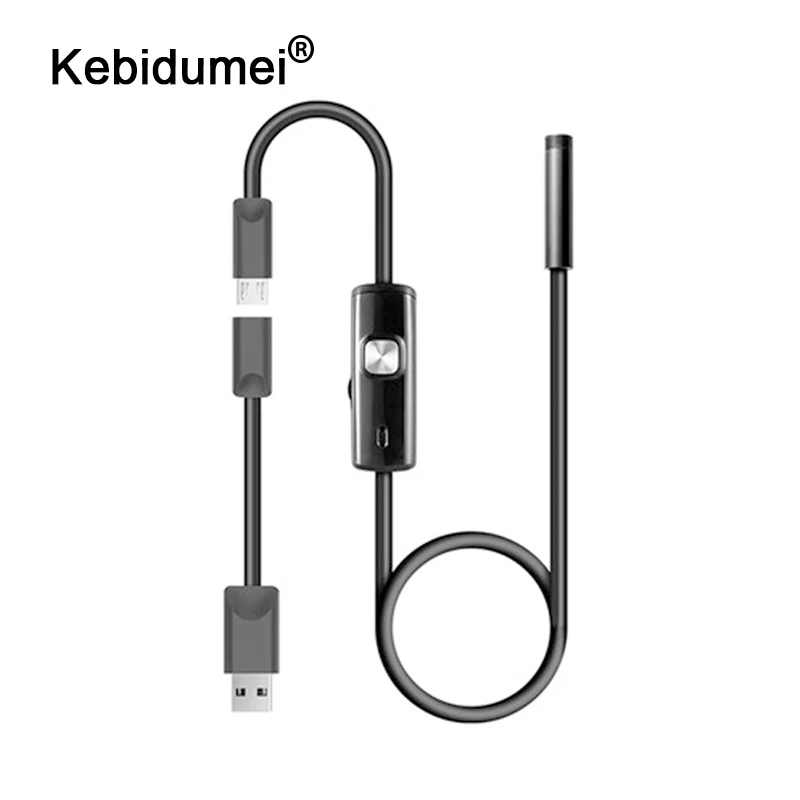 Kebidumei USB эндоскоп Водонепроницаемый 6 светодиодный 1 м 7 мм телефон эндоскоп 720P HD бороскоп змея инспекционная трубка видео камера новейшая