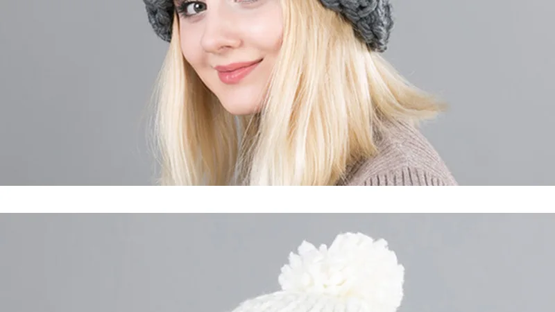 Зимние женские шапки, зимняя шапка, шерстяная Круглая Шапочка, толстая вязаная шапка, женские модные вязаные шапочки с помпонами, шапочки