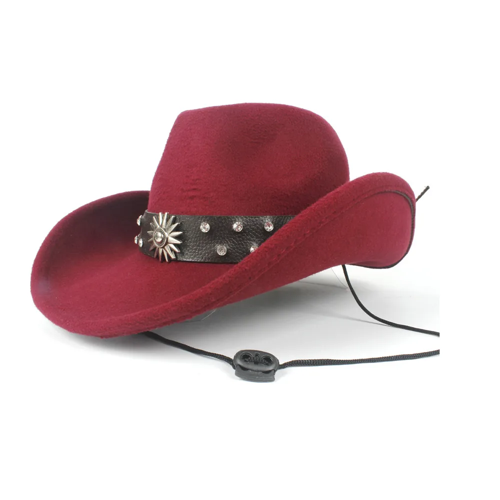 Женские мужские шерстяные Sombrero Hombre полые западная ковбойская шляпа с откатными полями джентльмен Outblack войлочная одежда джаз шляпа