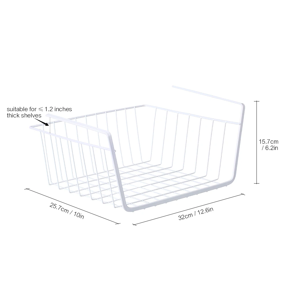 Металлическая проволока под полкой, подвесная корзина для хранения, компактный шкаф, органайзер, держатель для книжной полки, кухонный шкаф, офисный стол