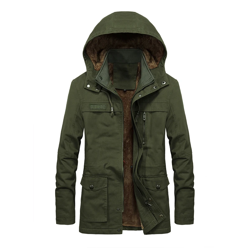 Прямая, Мужская зимняя куртка, Мужская бархатная повседневная куртка, Длинная ветровка, пальто с капюшоном, большой размер, M-5XL, ABZ75