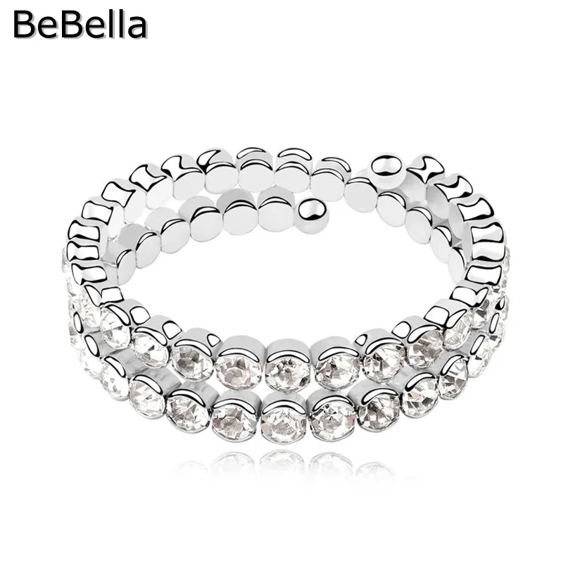 

2 rows simple design crystal Woman Wide Bangle Made with Czech crystal for girls Christmas gift