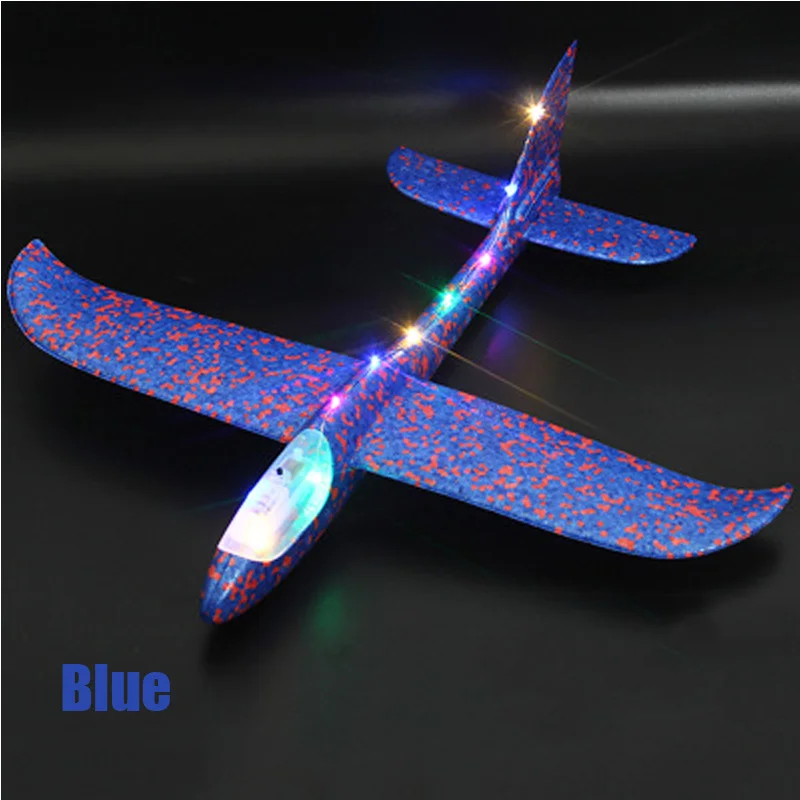 

48cm Aircraft Hand Throw Flying Glider Foam Plane LED Light-up Luminous Toys for Children DIY Airplane Model Kids Boys Gift