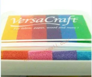

7.9x11.5x2cm Rainbow versacraftt 6 color Gradient inkpad Tsukineko big INK PAD rubber Cartoon wooden stamp custom