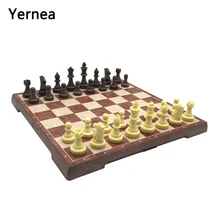 Yernea Chess Set Magnetic Folding Chessboard Plastic Chess Pieces Magnetic Chess Games Checkerboard Board Game Entertainment high quality chess magnetic mini portable plastic chess set board games for friends children s