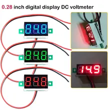 Mini LCD voltmètre numérique voltmètre panneau Volt testeur détecteur moniteur 2 fils rouge vert bleu jaune LED 0.28 pouces DC 2.5-30V
