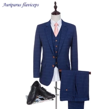 Человек костюмы Глен плед жених смокинги для женихов 3 Psc костюм друга жениха индивидуальный заказ бизнес костюм как свадебный(куртка+ брюки