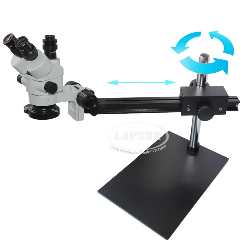 3.5X-90X Simul фокусных расстояний Тринокулярный шарнирной столп зажим 144-LED стерео микроскоп длинные Heavy Duty бум таблица