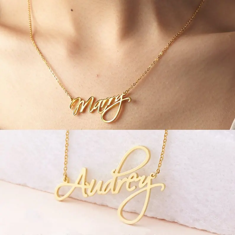 Baby Name Necklace Stainless Steel Personalized Custom Child Kid Name