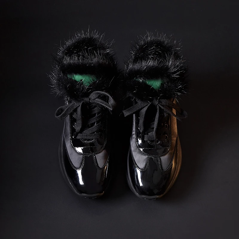 WETKIS/повседневные кожаные женские ботильоны на платформе; обувь с круглым носком; теплые женские зимние ботинки на меху; нескользящая обувь для девочек; женская зимняя обувь
