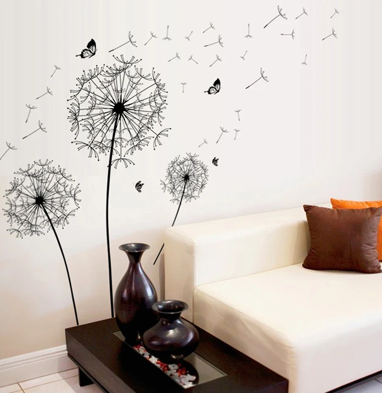 new dandelion butterflies large wall decal home decor living room diy