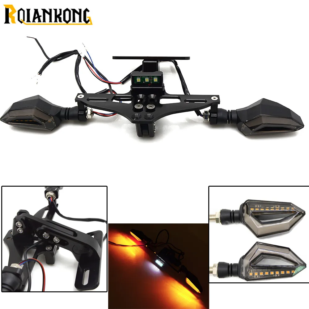 

Universal Motorcycle License Plate Bracket Holder with LED Light For Yamaha FZ1 Fazer FZ6R FZ8 XJ6 FZ6 MT-09 FZ-09 MT07 R25